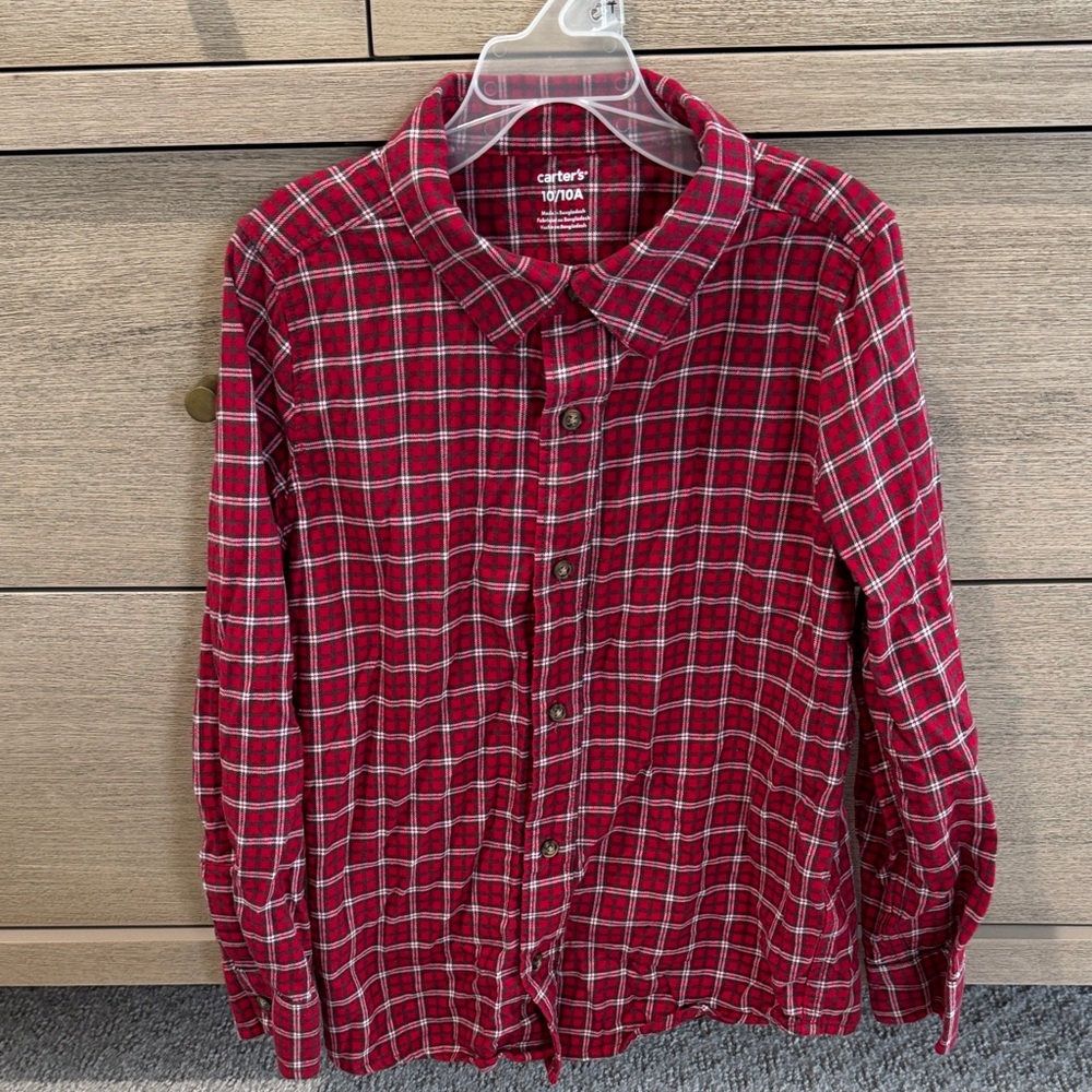 Carter's Red and White Plaid Shirt